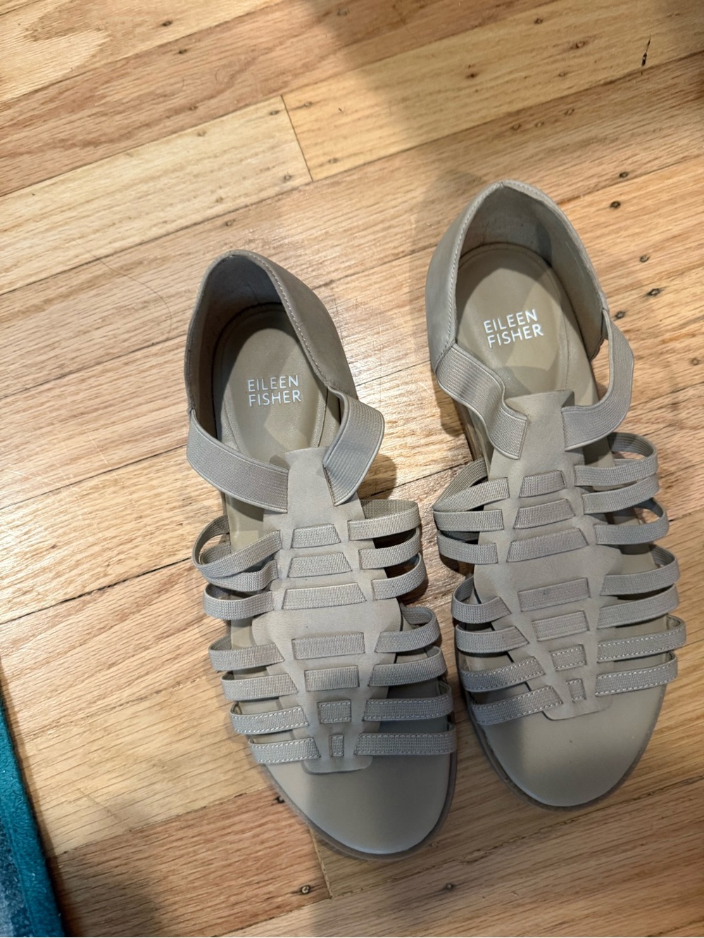 Eileen Fisher Neutral Strappy Cage Sandals
